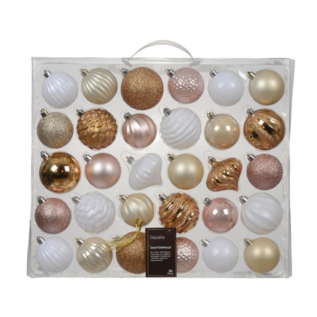 Decoris julekugle plastik mix pink 30 stk