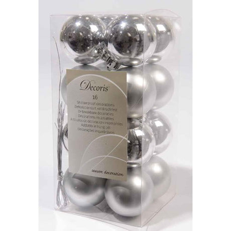 Decoris julekugler plast sølvglans mat ã˜40mm<br> transbox med 16 stk
