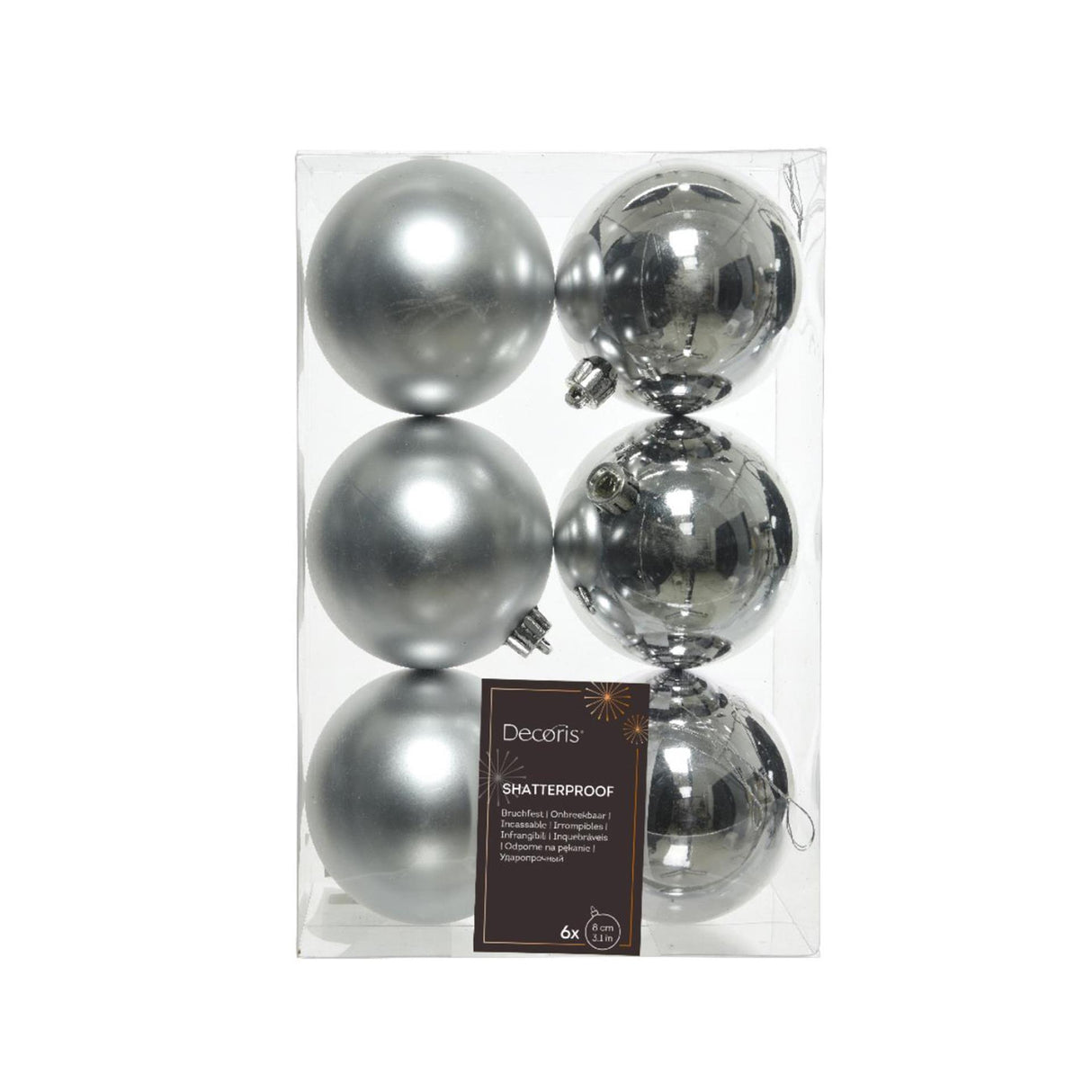 Decoris julekugler af plast, blank guld, dia. 8 cm, 6 stk