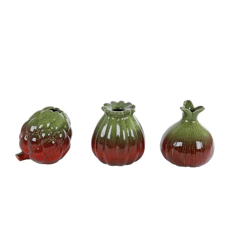 Cozydecor vase vegetabilsk grøn rød lertøj
