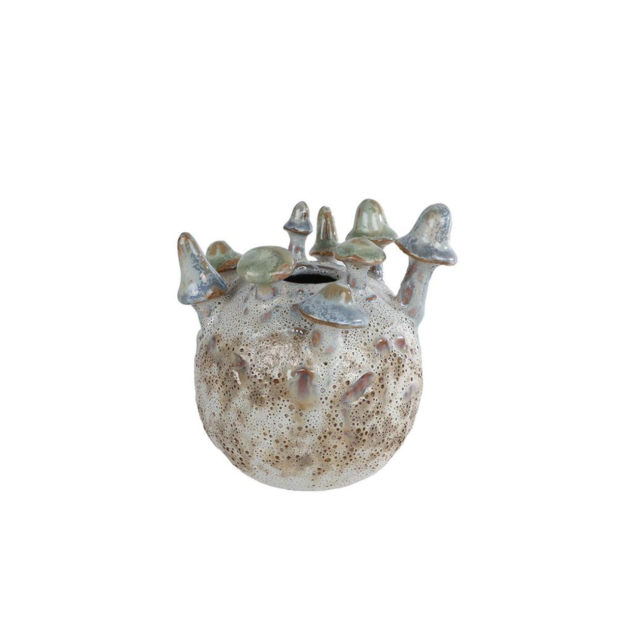 Vase svampecreme lilla fajance 12x12x14cm