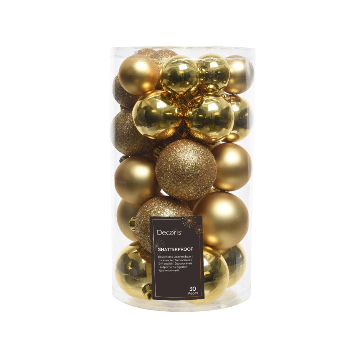 Decoris julekugler mix plast guld 30 dele