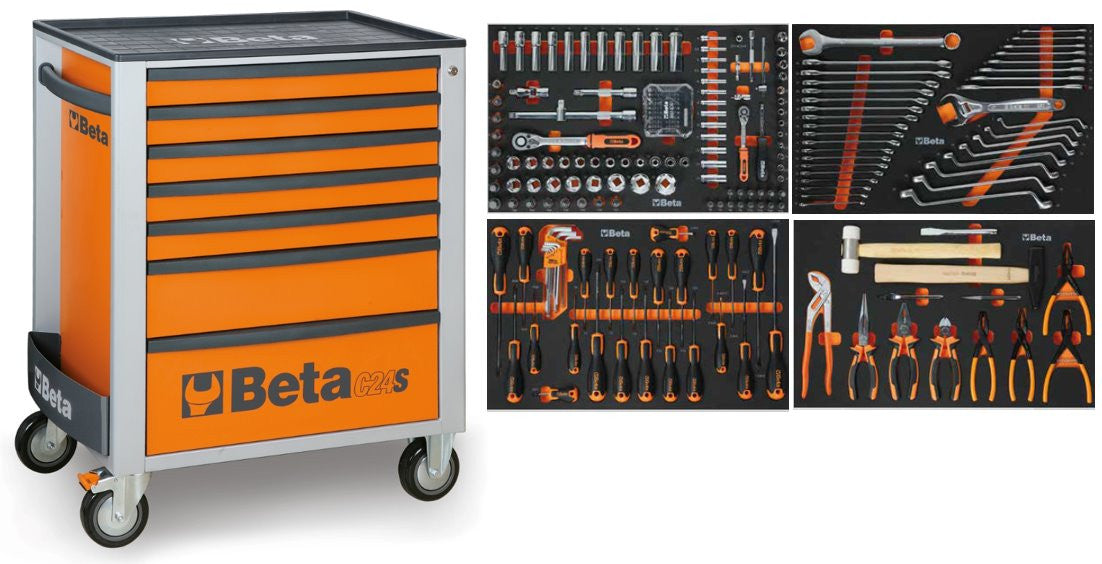 Beta Tool Trolley 7 skuffer orange inkl. 240-delt sortiment