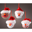 Lumineo kerstbal met kerstmuts led 7x6,6x7,5cm 4 assorti