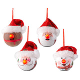 Lumineo kerstbal met kerstmuts led 7x6,6x7,5cm 4 assorti