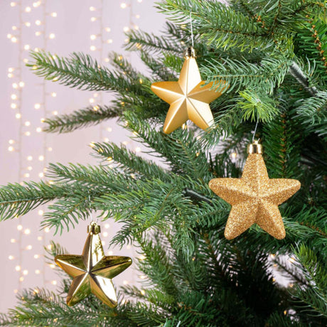 Decoris julevedhæng plast lys guld dia7,5cm 6-delt