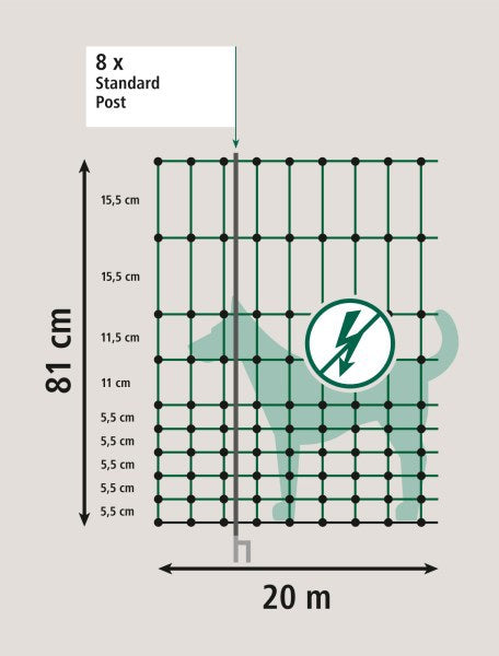 Ako campingnet 20 meter 80cm grøn dobbeltstift