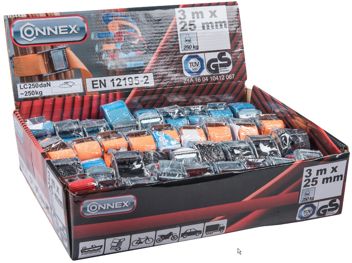Connex produkter spændestrop 1 stk med klemmespænde 3 meter 25mm