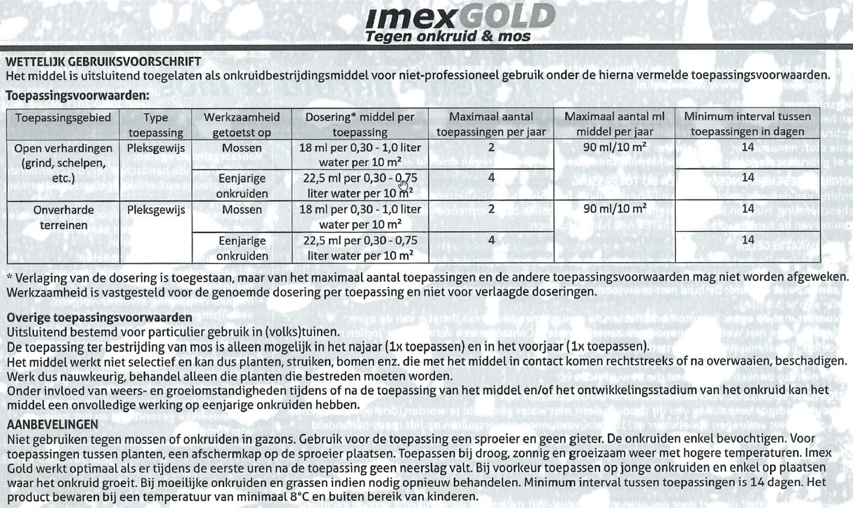 Produkter imex guld mod ukrudt og mos 450ml