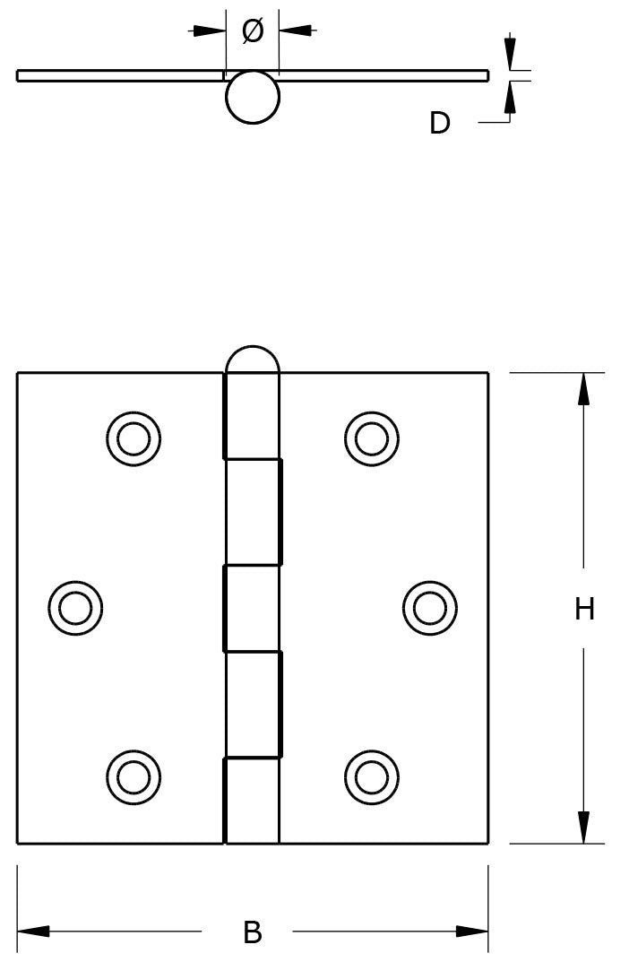 Produkter hængsel galvaniseret retvinklet løs stift 76x76cm