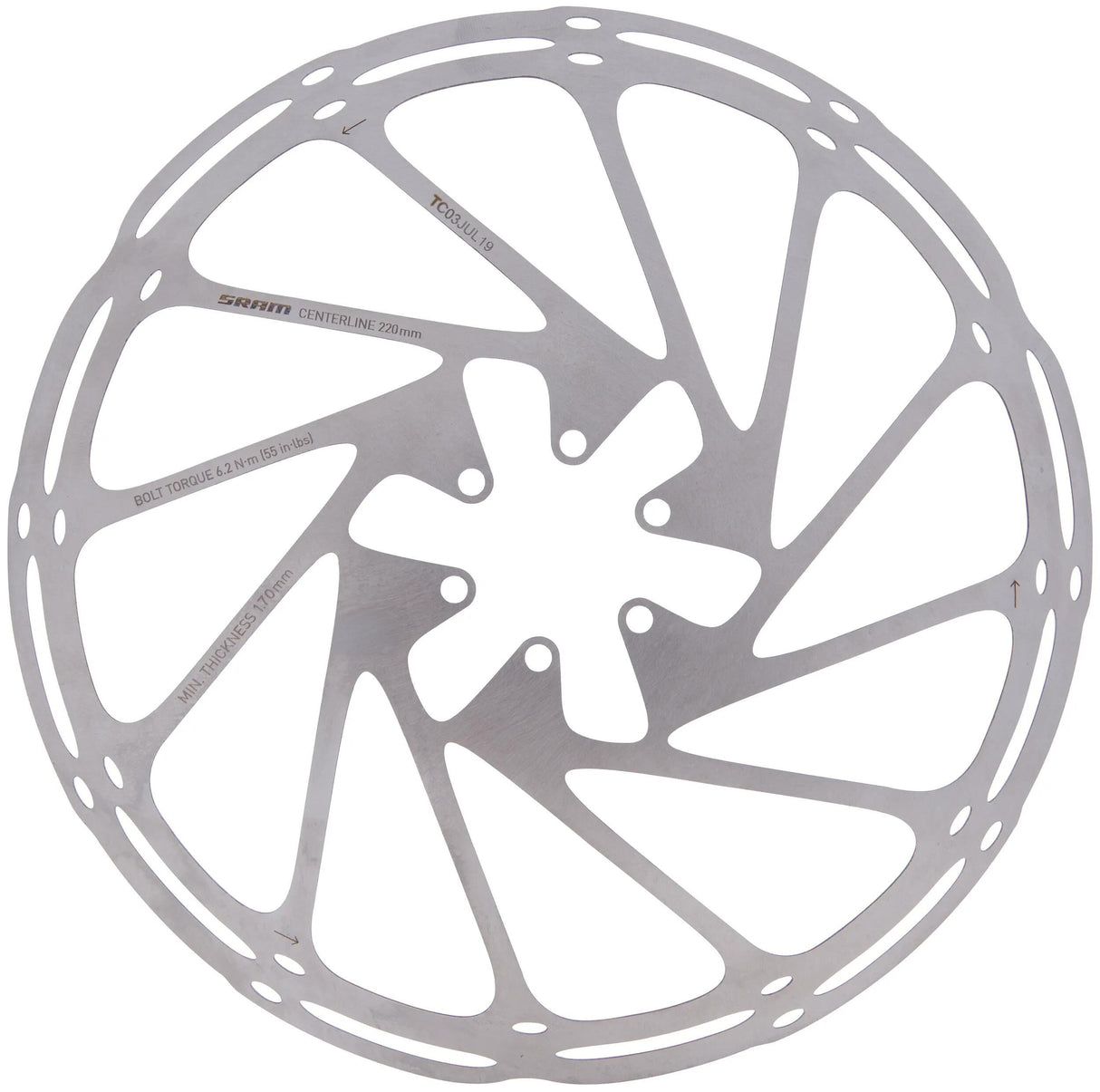 Sram bremseskive centerlinje centerline bremserotorer 220 mm afrundede