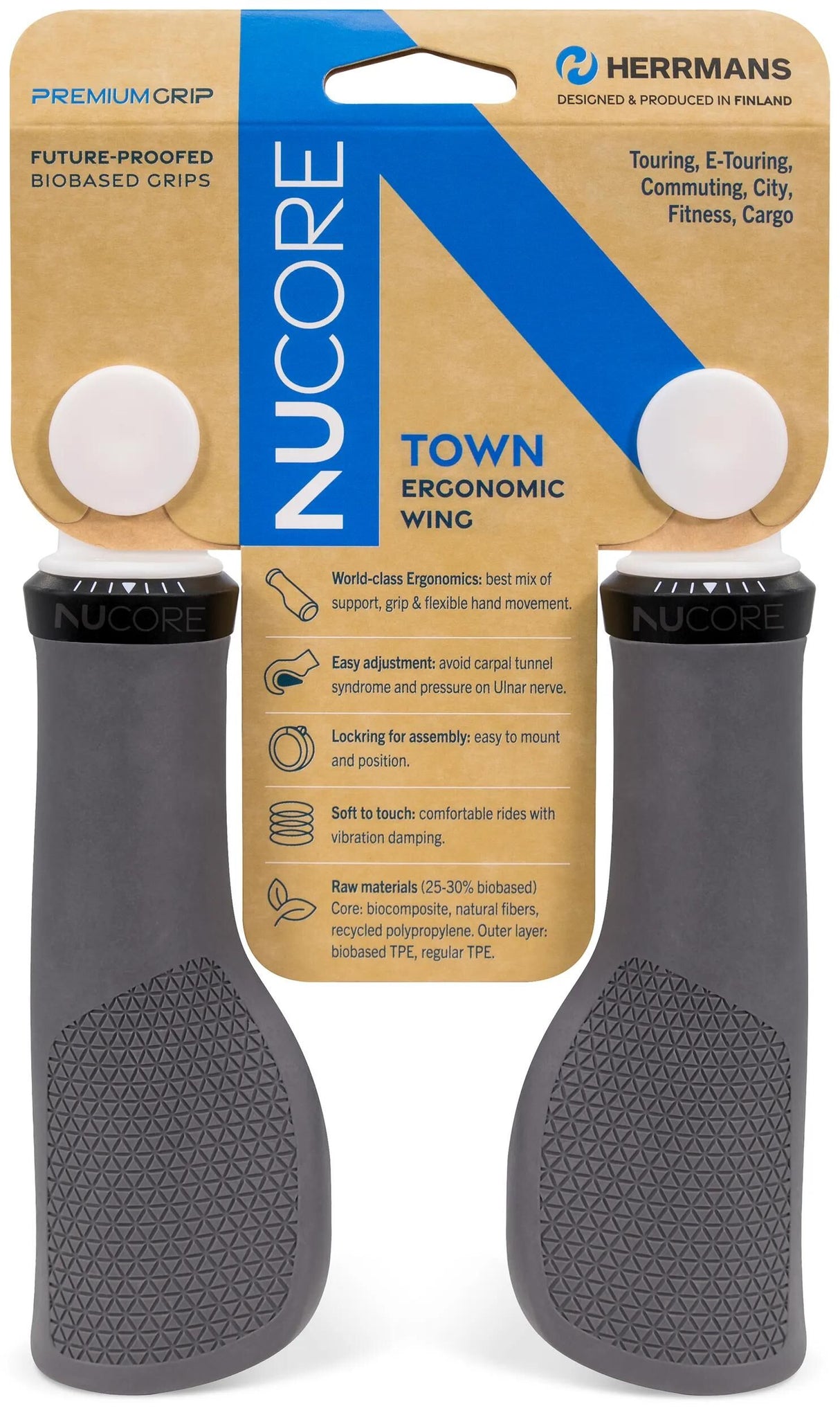 Herrmans håndtag nucore town grip nucore town peak 130 130mm grå