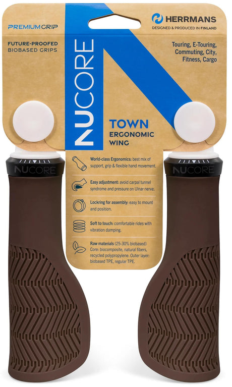 Herrmans håndtagssæt nucore town wave 130 130mm brun