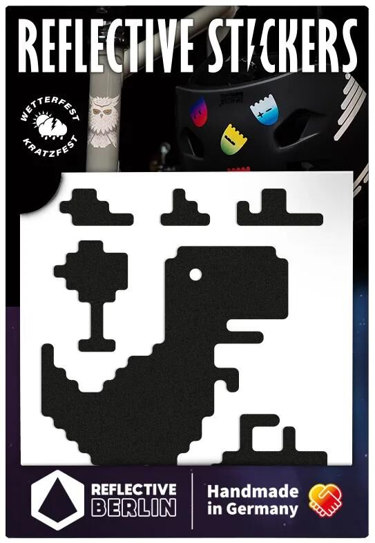 Reflekterende berlin refleks klistermærker ref.sticket ref.berlin decals t-rex sort