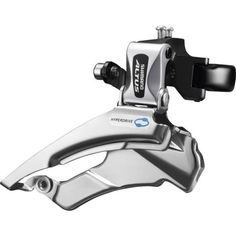 Shimano Voorlerailleur 3 x 7 8-trins Altus FD-M313 Down Swing Dual Pull-med High Clamp-42-48T (66-69 °) -Ved sølv