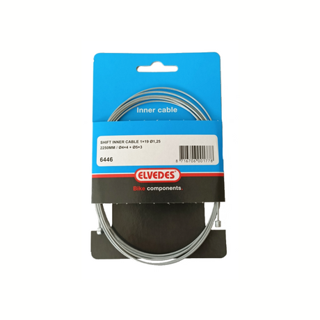 Elvedes Schakel Binnenkabel 2250 mm 1 x 19 Wire Galvanized Ø1.25 med nnippel Ø4 × 4 + TØ5 × 3 (pr. Stykke) - Sølv