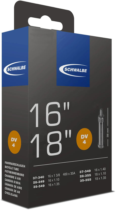 Schwalbe Inner Tube DV4 16 18 tommer 28 37-340 355 32 mm