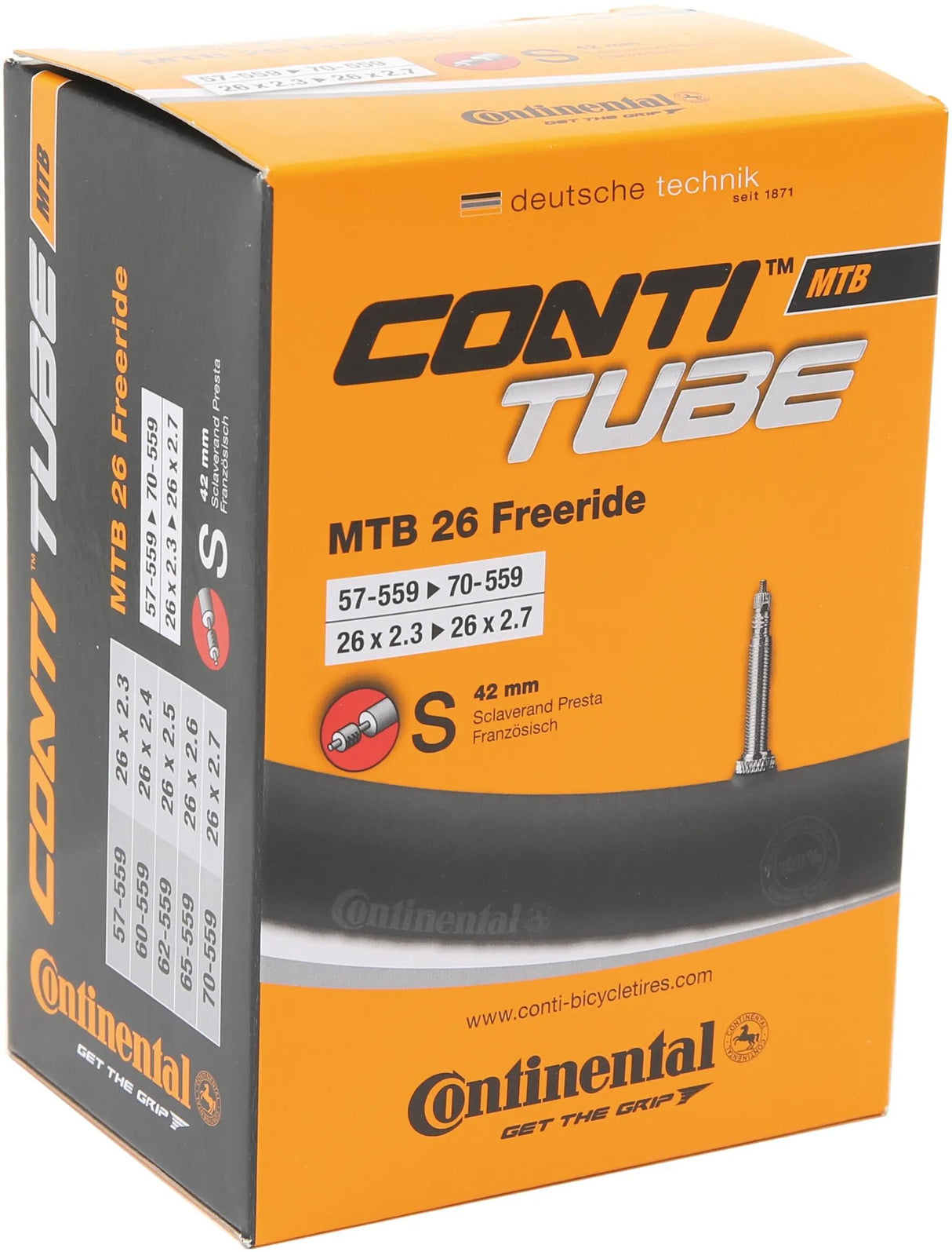 Continental inderrør mtb 26 conti tube mtb 26 57 70-559 s42 fre