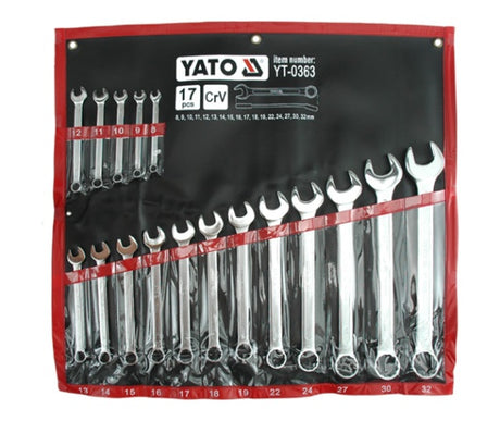 Yato satijnen platte-oogsleutelset 17szt. 8-32mm