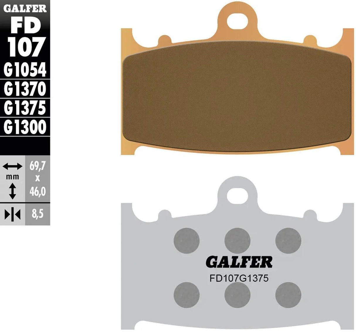 Galfer bremseklodser fd107 bremseklods fd107 g1375 sintret metal
