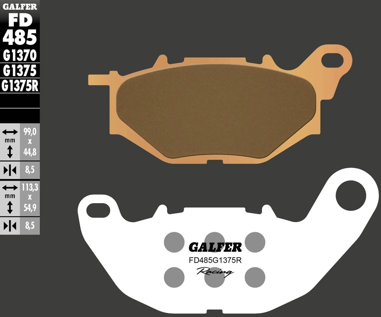 Galfer bremseklodser fd485 sintrede bremseklodser fd485 g1375r racing