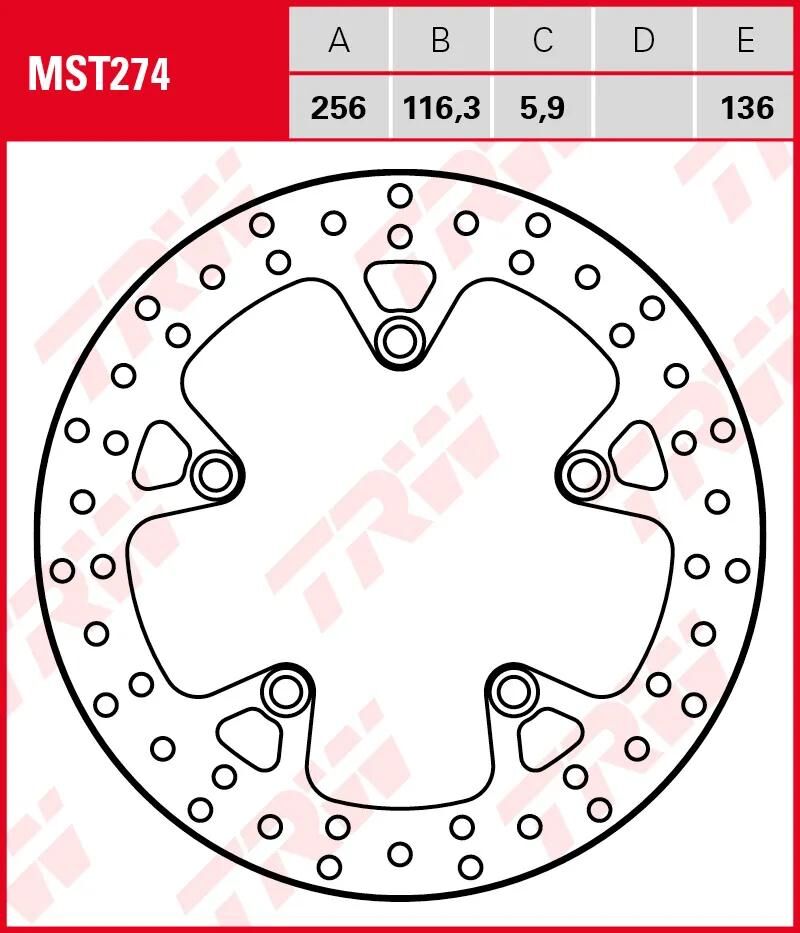 TRW bremseskive MST274 rotor MST274 stiv