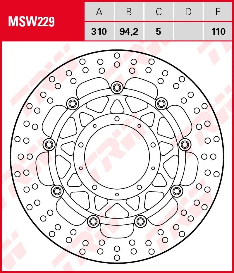 TRW bremseskive MSW229 rotor MSW229 flydende
