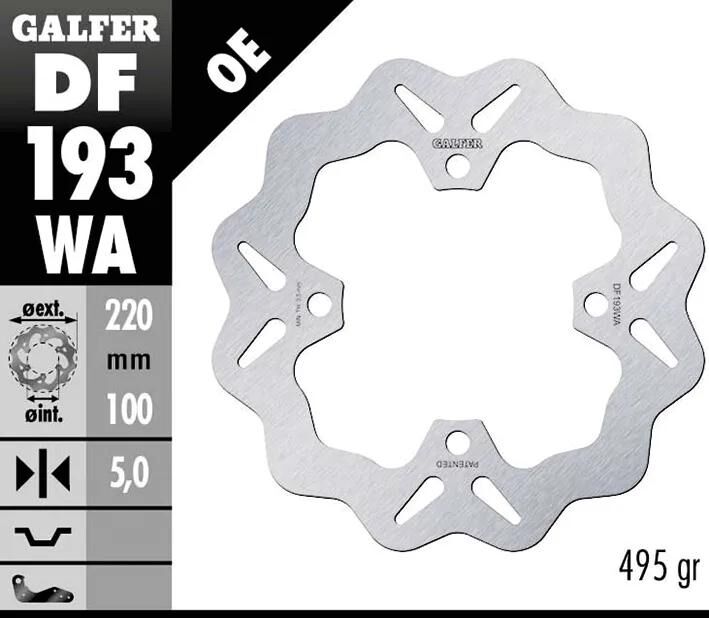 Galfer bremseskive df193 rotor df193 type wa stiv
