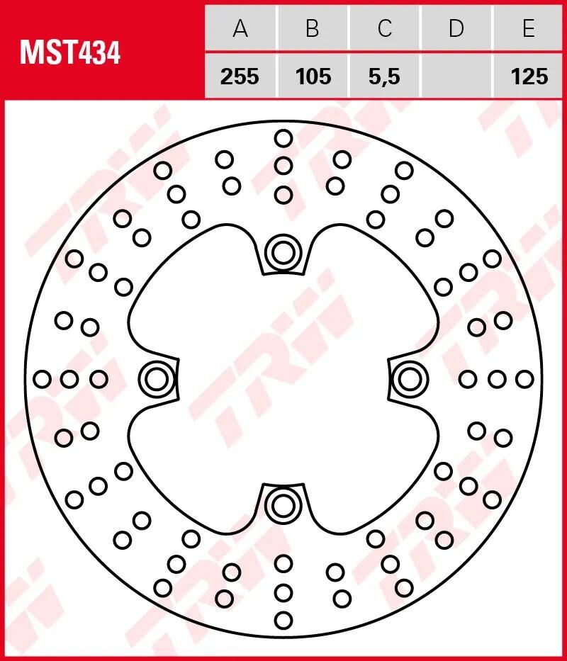 TRW bremseskive MST434 rotor MST434 stiv