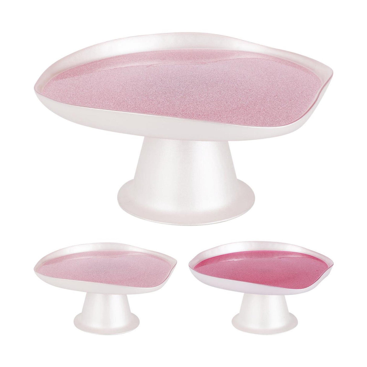 Home styling taartplateau 21cm 2 assorti glitter roze donkerroze