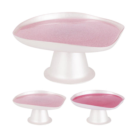 Home styling taartplateau 21cm 2 assorti glitter roze donkerroze
