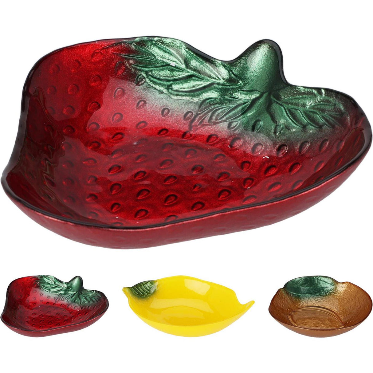 Home styling schaal glas fruitvorm ã˜15cm 3 assorti