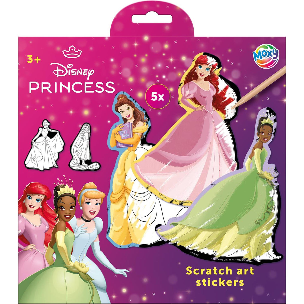 Moxy disney prinsesse scratch kunst klistermærker 5 stk pen