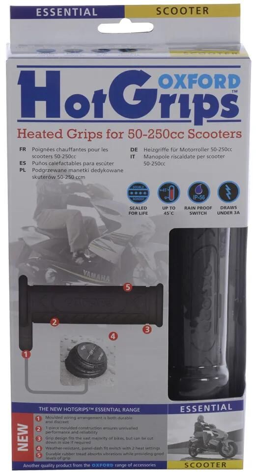 Oxford opvarmede greb hot grips essentielle opvarmede greb scoot 22+25 mm åben 2-trins