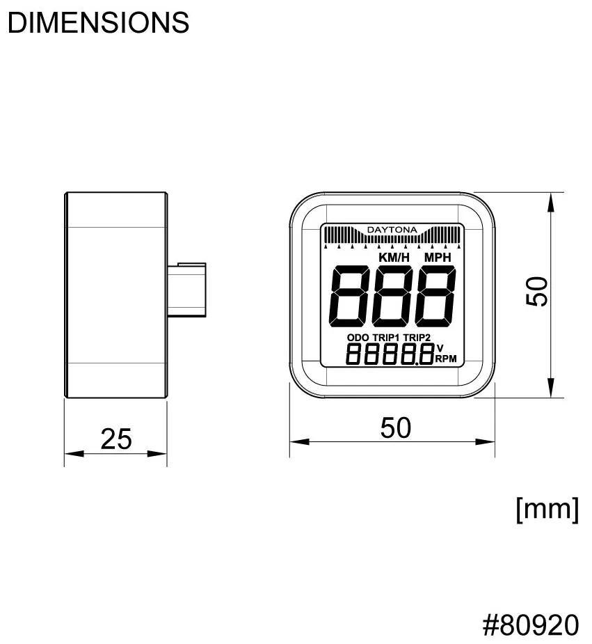 Daytona omdrejningstæller terning speedometer terning m speed alu sw