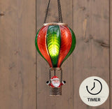 Anna's collection luchtballon met kerstman 20led met vlameffect 14x25cm rood groen werkt op 2xaaa batterijen met 6 uur timer
