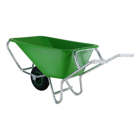 Fort produkter trillebør f s 165l grøn HDPE beholder galvaniseret bund
