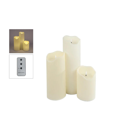 Kaarsenset led l s3 creme kunststof 12,5x12,5x20 30 40cm