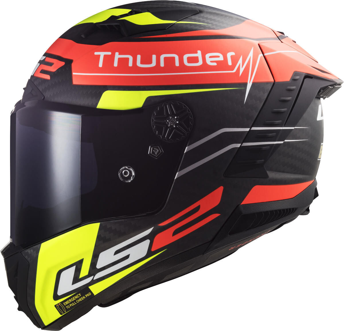 Ls2 full face hjelm “ff805 thunder carbon black attack” hjelm ff805 th.ca.bl att. xs b. spar yel.