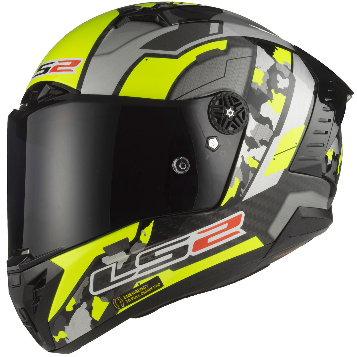 Ls2 helhjelm ff805 thunder carbon rumhjelm ff805 thun.ca. mellemrum xxl yel. grå mat
