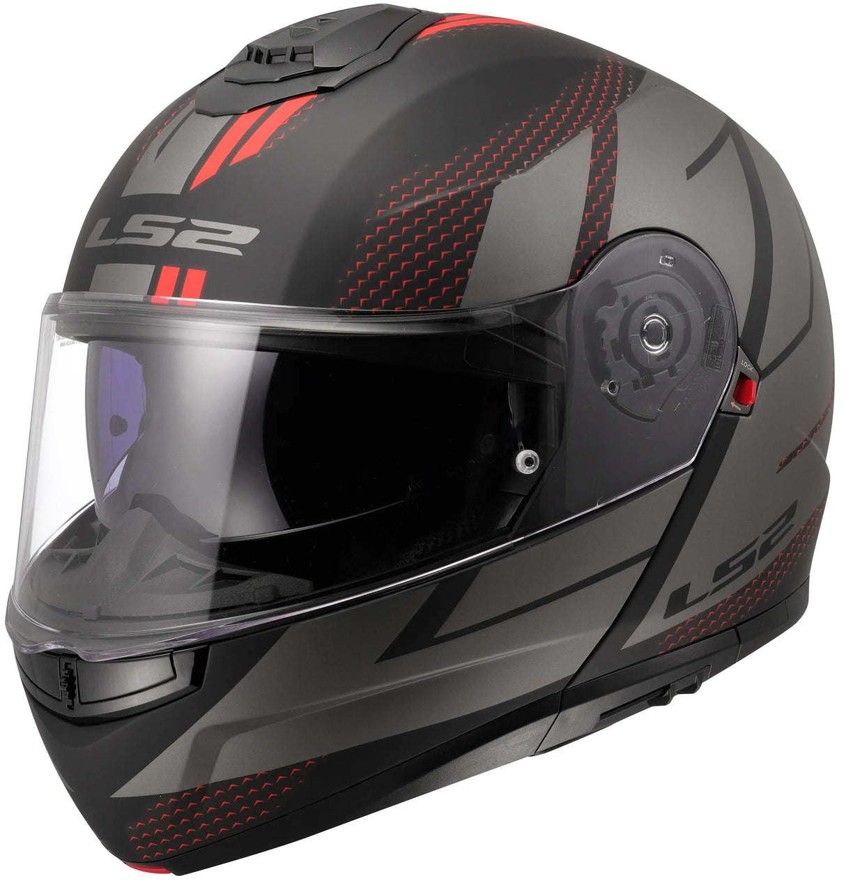 Ls2 klaphelm ff908 strobe ii kode hjelm strobe ii ff90 kode sort grå mat xl