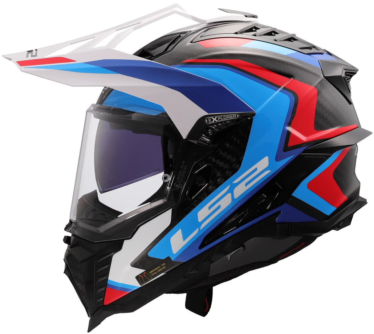 Ls2 enduro hjelm mx701 explorer carbon frontier ii hjelm explorer carbo frontier ii hvid blå s