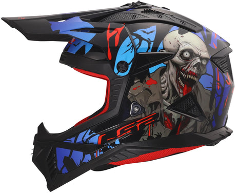 Ls2 motocrosshjelm mx708 fast ii zombiehjelm mx708 fast ii zombie sort rød blå gr.