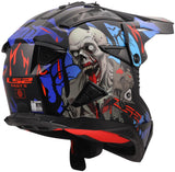 Ls2 motocrosshjelm mx708 fast ii zombiehjelm mx708 fast ii zombie sort rød blå gr.