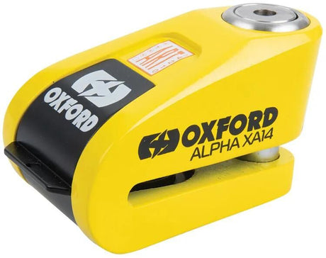 Oxford bremseskivelås alpha xa14 rotorlåse gul sort alarm