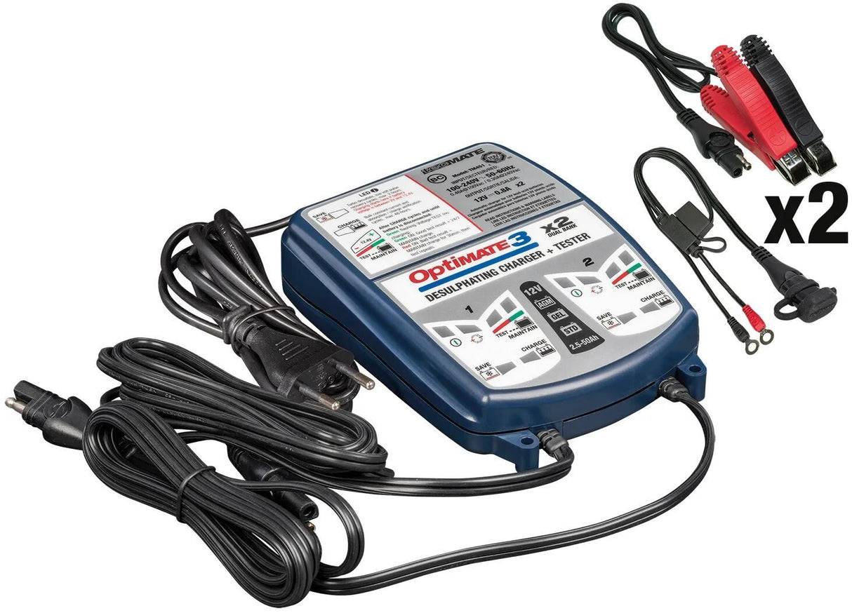 Tecmate batterioplader optimate3 optimate 3 oplader 2-personers bænk