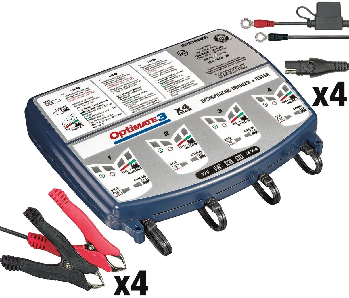 Tecmate batterioplader optimate3 optimate 3 oplader 4-personers bænk