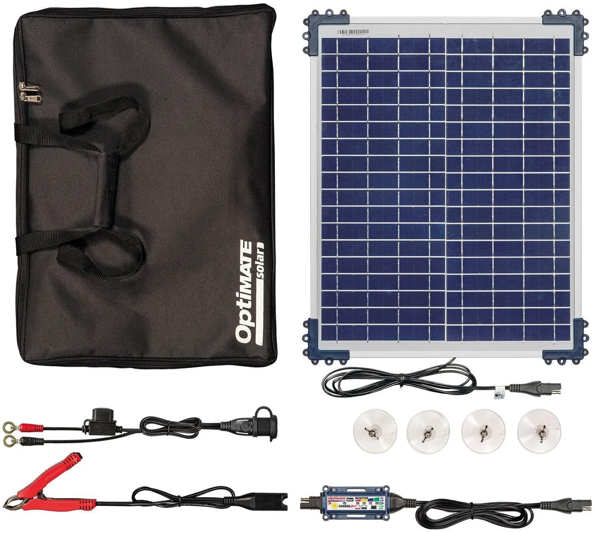 Tecmate batterioplader optimate solar duo 20w rejsesæt optimate oplader solar duo 20w