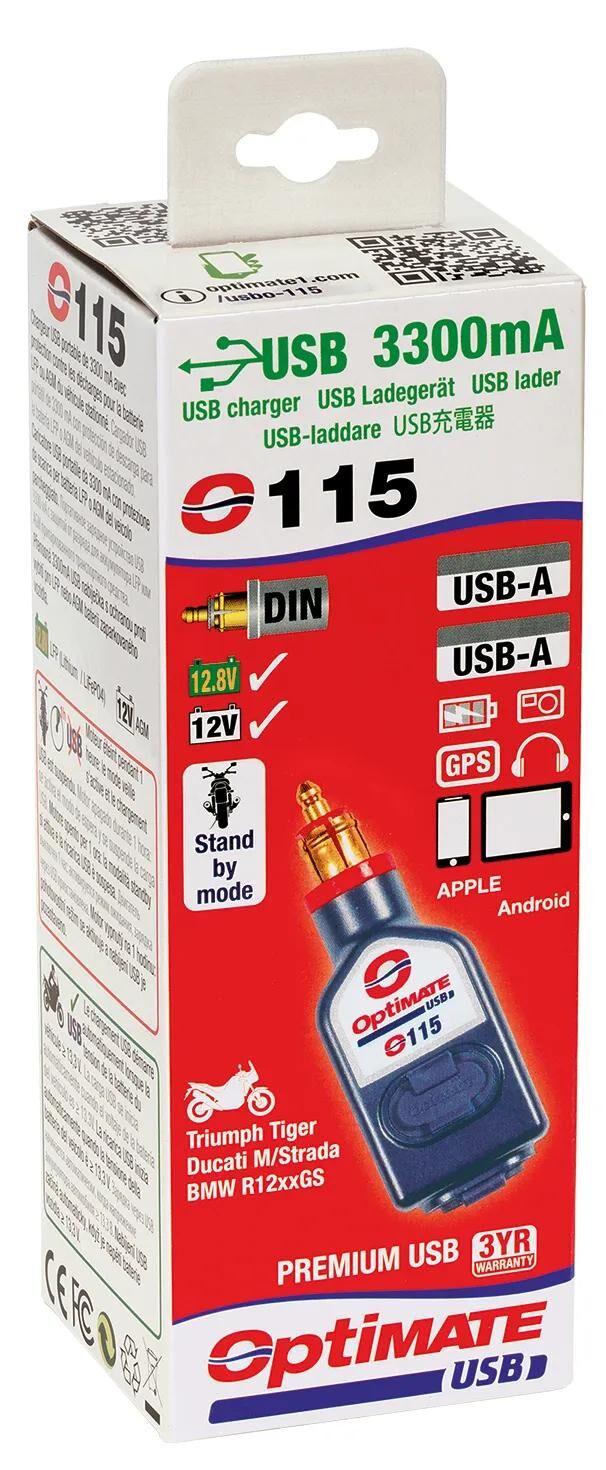 Tecmate USB-adapter USB-oplader optimeret med DIN-stik