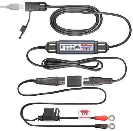 Tecmate USB adapter USB-C oplader USB-C oplader optimeret med SAE tilslutning 200cm